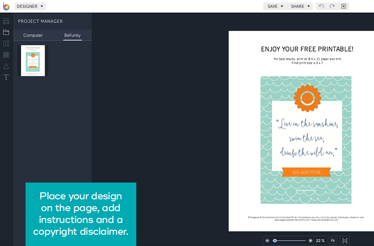 A step by step tutorial on how to design printable art, using BeFunky — a free online graphic design program. // From MichelleHickey.Design in partnership with BeFunky.