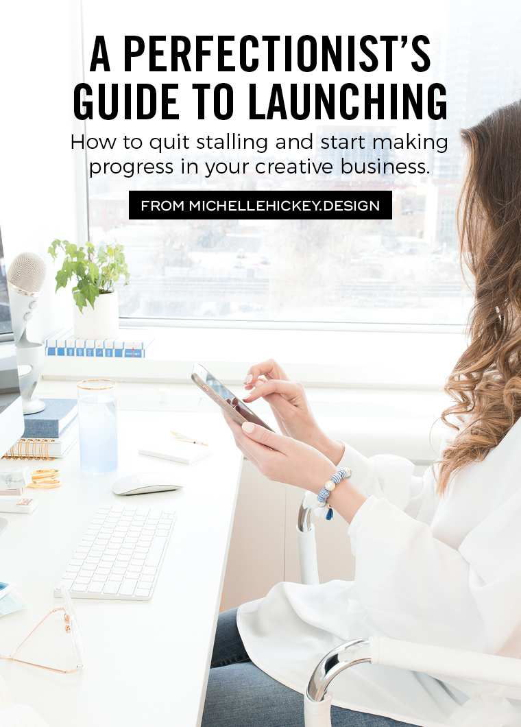 A Perfectionist’s Guide to Launching // Do you let perfectionism paralyze you from sharing your projects, ideas, products and courses with the world? In this article and video, you’ll learn how to quit stalling and start making progress in your creative business. // from Michelle Hickey Design